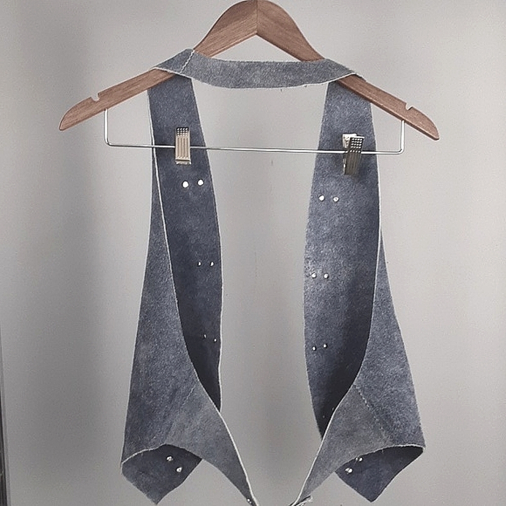 Coastal Cowgirl Suede Backless Heart Shaped Button Halter Waist Coat Vest - Picture 8 of 8